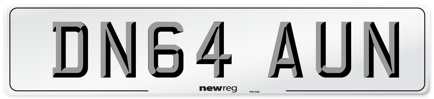 DN64 AUN Number Plate from New Reg